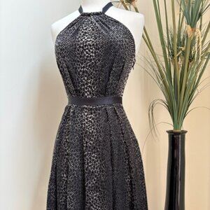 Rachel Rachel Roy Black Velour Snake‑Pattern Halter Dress